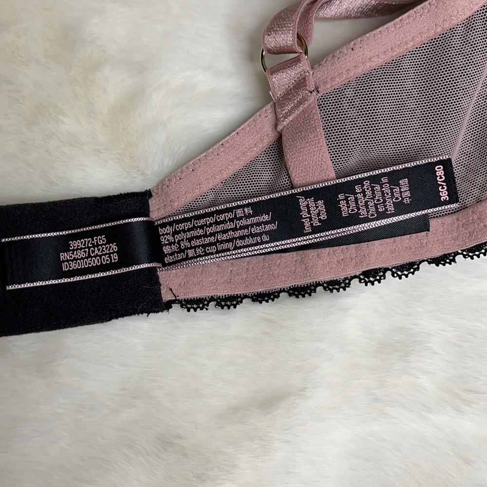 Victoria Secret Bra black Lace and Pink Rose - Picture 9 of 11